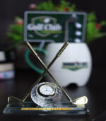 Crossed golf clubs with glass ball Miniatture clock
